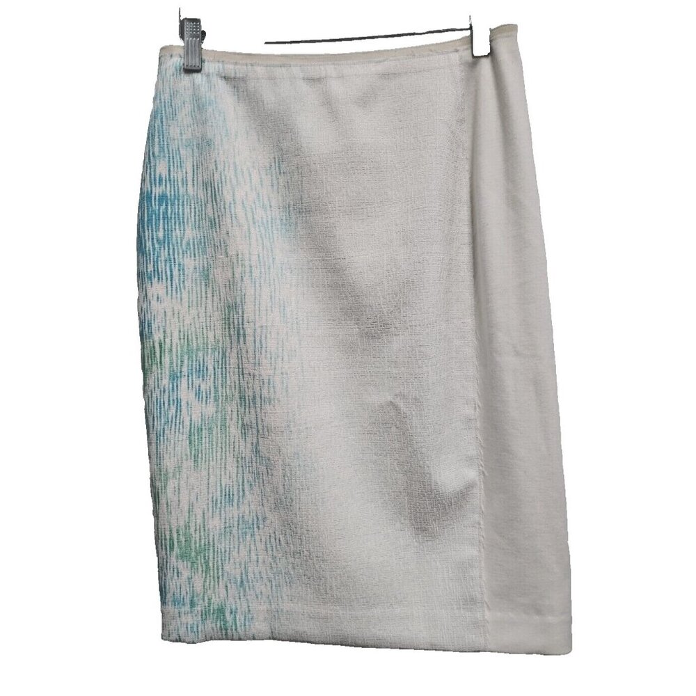 T Tahari Womens Pencil Mini Skirt Size 6 White Blue Academia Carrier Preppy‎